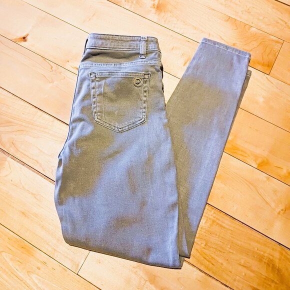 MK Michael Kors Olive Safari Khaki Green Jeans Sz 8 Mid rise skinny EUC - Picture 7 of 10